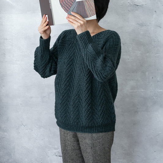 かぎ針編み「ヘリンボーンセーター」編み図