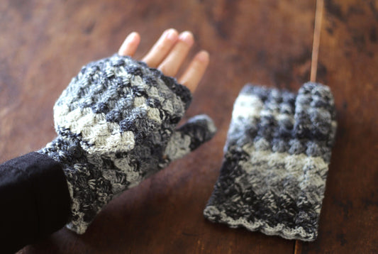 かぎ針編み「指出しミトン」編み図