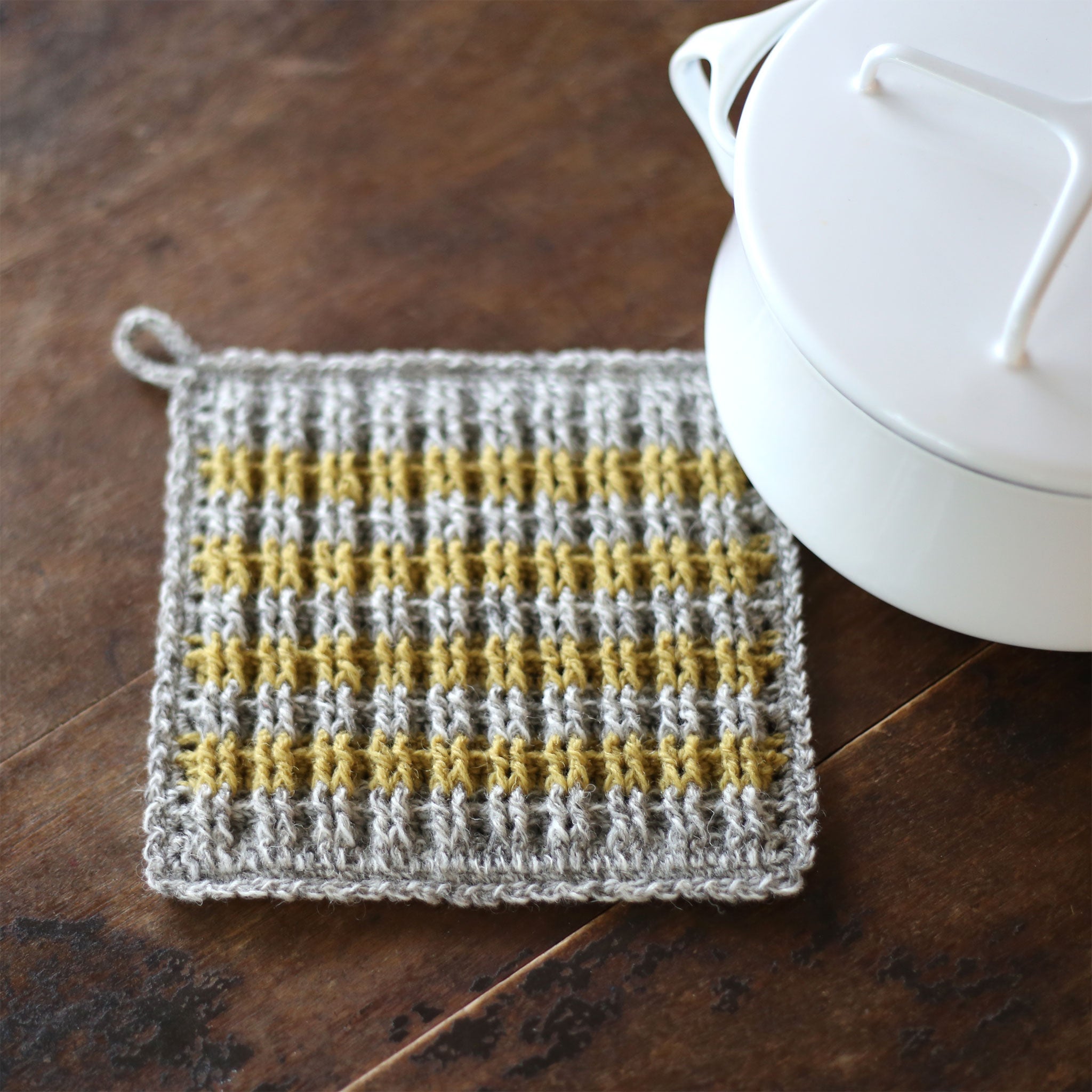 かぎ針編み「引き上げ編みのポットマット」編み図